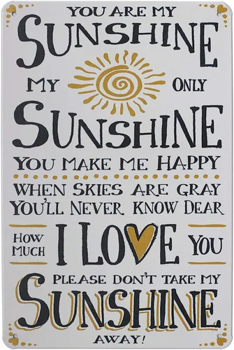 Miniatura 7 de ARTCLUB Letrero de metal con texto en inglés «You Are My Sunshine You Make Me Happy I Love You», placa de póster con frase vintage, para sala de Rojo