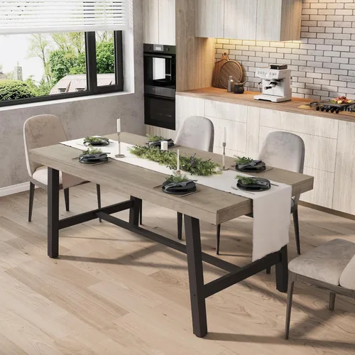 Miniatura 3 de GarveeHome Mesa de comedor industrial para 2-4 personas, mesa de cocina grande de 55.11 pulgadas de largo con marco de metal resistente, encimera