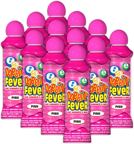 Dabbin' Fever - Marcadores de bingo, una docena de 3 onzas de tinta (Rosa)