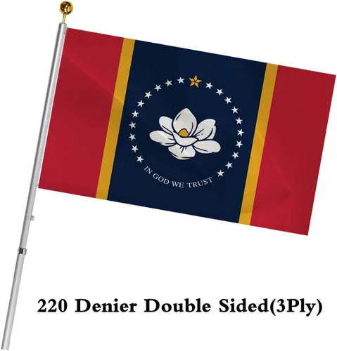 Miniatura 4 de Bandera del estado de Mississippi de doble cara – Nueva bandera del estado de Mississippi de 3 x 5 pies para interiores y exteriores, poliéster 220D