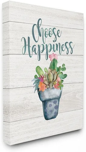 Miniatura 8 de The Stupell Home Decor Collection mwp-462_wd_13x19 Choose Happiness Cactus Suculents - Placa de pared para acuarela