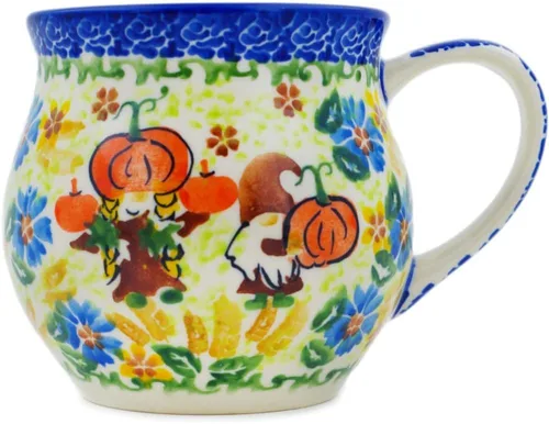Miniatura 10 de Auténtica taza de burbujas de cerámica polaca de 13 onzas en diseño amarillo hecho a mano en Bolesławiec Polonia por Ceramika Bona + certificado