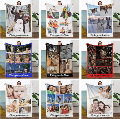 Miniatura 8 de Mantas personalizadas con fotos, manta personalizada con nombre de imagen para esposa, marido, novio, novia, aniversario, Navidad, cumpleaños, 1 Foto