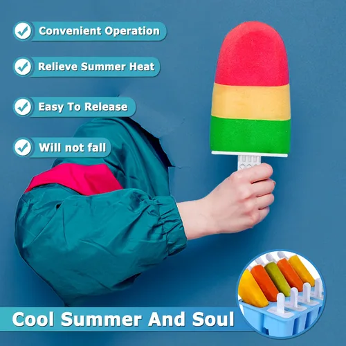 Miniatura 4 de Moldes de silicona para paletas de 10 cavidades, molde de paletas de hielo para niños, adultos y adolescentes, moldes de helado sin BPA para Cavidad