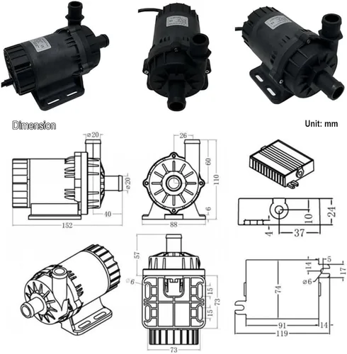 Miniatura 3 de SHYSKY Bomba de agua DC sin escobillas de alta potencia de 24 V 120 W DC60D-24120A-1 39.4 ft 39 pies de elevación 1003GPH, sumergible, velocidad