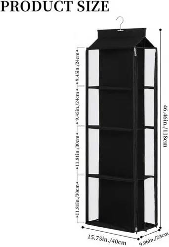 Miniatura 24 de Organizador de bolso colgante de 8 rejillas en 1 paquete con cremalleras dobles, organizador de bolso visible para armario, soporte