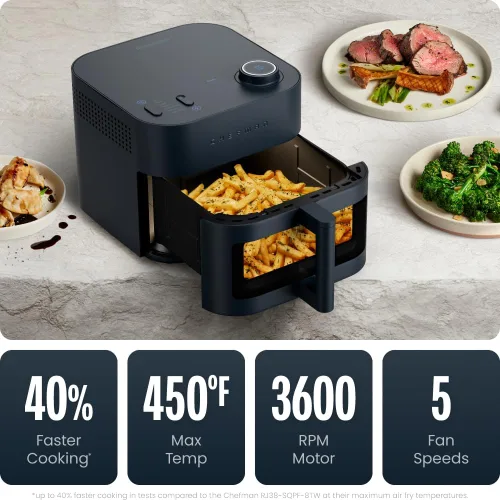 Miniatura 4 de Chefman Freidora de aire Crispinator 7 en 1 con capacidad de 8 cuartos de galón, temperatura máxima de 450 °F y tecnología TurboFry Pro