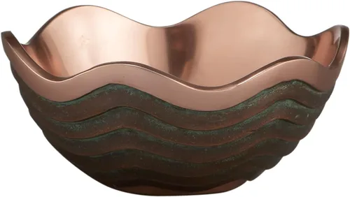 Miniatura 5 de Nambé Copper Canyon - Cuenco grande – Aleación recubierta de cobre de 15 pulgadas con acabado Verdigris, centro de mesa de metal estilo suroeste