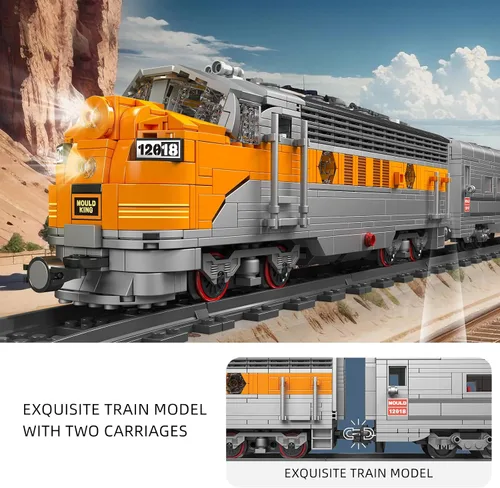 Miniatura 3 de Mould King 12018 Technology Control remoto USA EMD F7 WP Diesel Locomotora ferrocarriles tren iluminación de bloques de construcción Kit