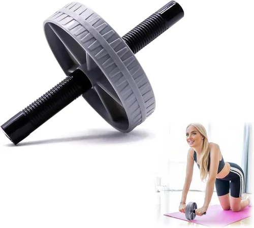 Rueda de rodillo abdominal, rueda de fitness, rodillo de entrenamiento abdominal, equipo de entrenamiento abdominal para entrenamiento de fuerza Gris