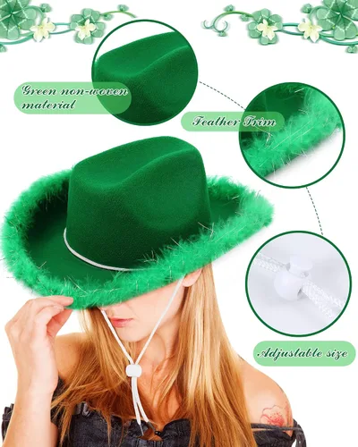 Miniatura 3 de Sombrero de vaquero Boa con lentes de sol de corazón, sombrero de vaquero Boa, sombrero de vaquero para mujer y niña, disfraz de fiesta occidental