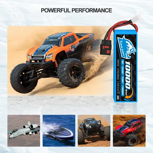 Miniatura 7 de Yowoo - Batería Lipo 4S de 10000 mAh, 14.8 V, 150C, conector QS8, batería de grafeno Lipo con placas de metal compatible con modelos Xmaxx RC Car