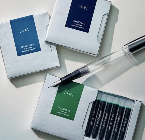 Miniatura 5 de Pilot Iroshizuku - Cartuchos de tinta para pluma estilográfica Shin-Kai (azul oscuro) 6 piezas IRF-6S-SNK con adhesivo Kanji Love