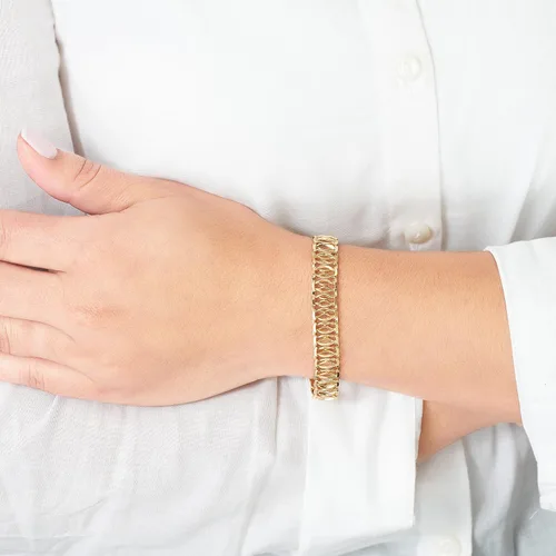 Miniatura 2 de Barzel Pulsera de malla chapada en oro de 18 quilates para mujer, fabricada en Brasil, Metal, no conocido