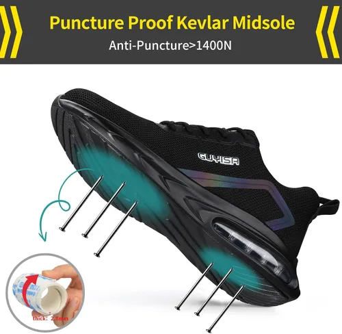 Miniatura 8 de GLANOUDUN Steel Toe Shoes for Men Lightweight Safety Work Shoe,Breathable Comfortable Tennis Working Footwear,Indestructible Steel Toe