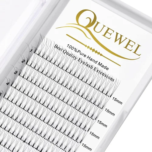 Miniatura 42 de QUEWEL Extensiones de pestañas postizas en abanico 3D 0.004 in D, mezcla de 0.43-0.59 pulgadas, tallo corto 3D 4D 5D 6D 8D 0.07/0.004 in C/D