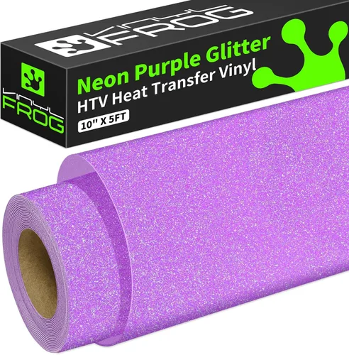 Miniatura 18 de VINYL FROG Rollo de vinilo de transferencia de calor con purpurina de 12 pulgadas x 5 pies, vinilo negro para planchar con purpurina para camisetas