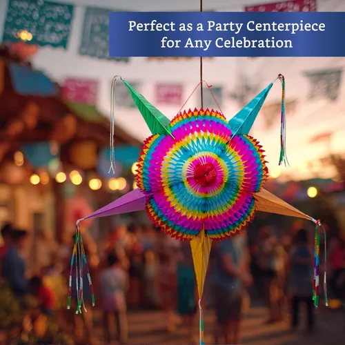 Miniatura 9 de Piñata mexicana (grande de 32 pulgadas) – Piñata grande plegable hecha a mano auténtica para fiesta de cumpleaños – Piñatas para cumpleaños años