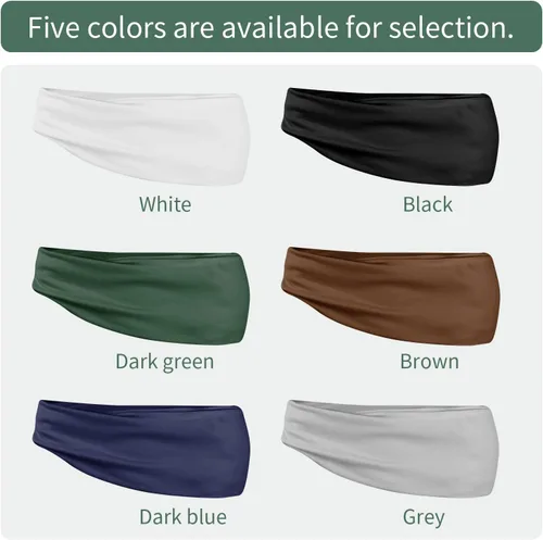 Miniatura 7 de 6 Pack Mens Running Headband, Sweatband Sports Headband for Running,Cycling,Football,Yoga,Fitness Workout Stretchy Unisex Hairband, 6