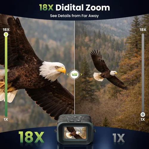 Miniatura 6 de Gafas de visión nocturna con telémetro, video 4K, binoculares de visión nocturna con zoom 18X, recargable de 5000 mAh, tarjeta de 64 GB, telémetro