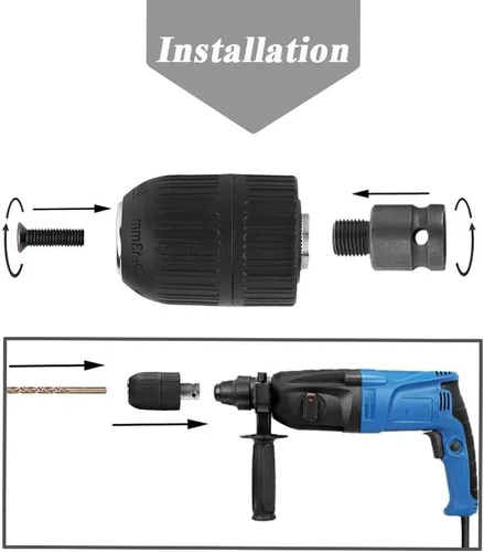 Miniatura 7 de Mesee Adaptador de portabrocas sin llave de capacidad de 0.079-0.512 in, herramienta de conversión de cambio rápido de impacto de rosca de montaje