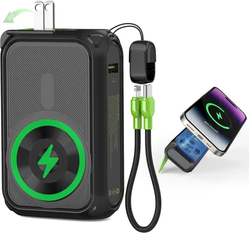Miniatura 8 de SEANCHEER Cargador portátil P05, banco de energía magnético, pequeño banco de energía inalámbrico, paquete de batería de 10000 mAh esenciales