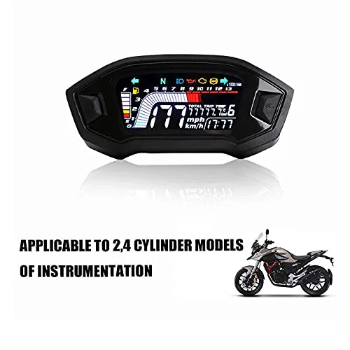 Miniatura 5 de ELING Velocímetro universal para motocicleta, tacómetro de nivel de combustible, medidor de odómetro digital LCD para 2 y 4 tipos de cilindros
