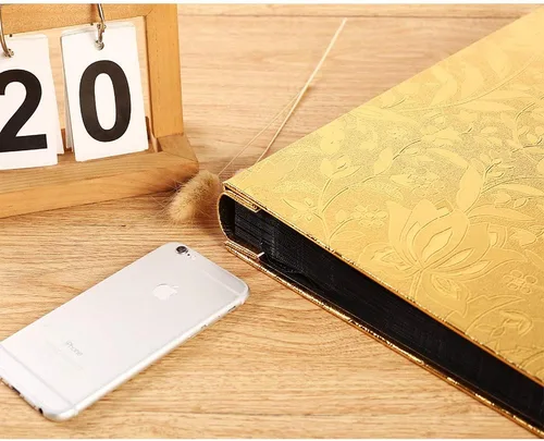 Miniatura 6 de Vienrose - Álbum de fotos 4x6, libro grande de fotos con 600 compartimentos, funda de piel sintética PU para álbum de boda, bebé, graduación Oro