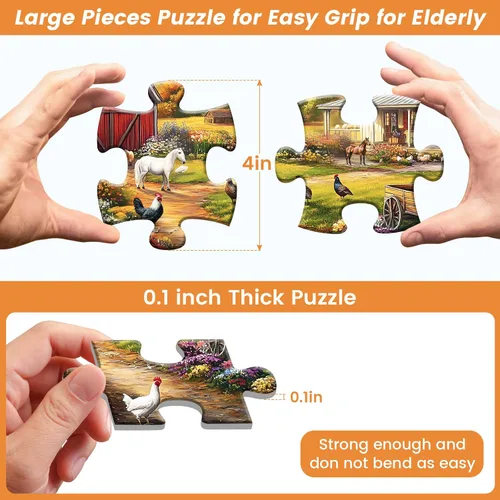 Miniatura 2 de Paquete de 4 rompecabezas de 24 piezas grandes, productos y actividades para personas mayores con demencia, Alzheimer, juego cognitivo de Alzheimer