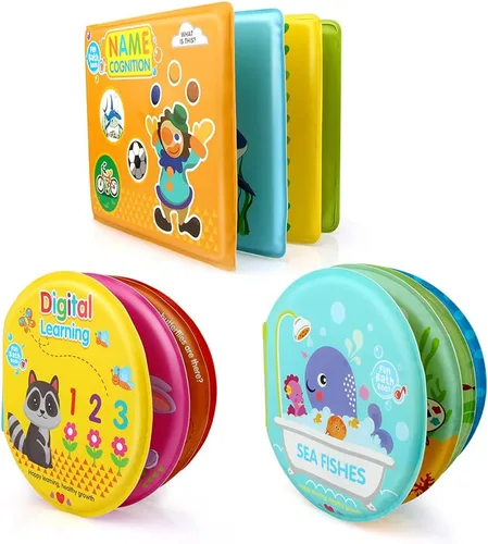 Juguetes de baño para bebés, libros de baño no tóxicos para bebés, juguetes de bañera para niños de 6 a 12 y 18 meses, juguetes de baño educativos