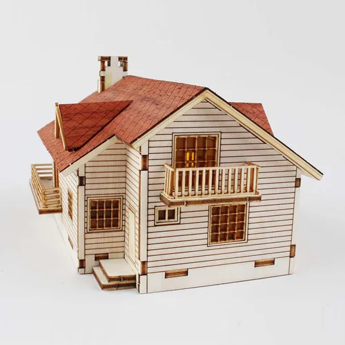 Miniatura 9 de Kit de Modelo de Madera de Escritorio Casa de Jardín A con una Gran Terraza de YOUNGMODELER por Young Modeler