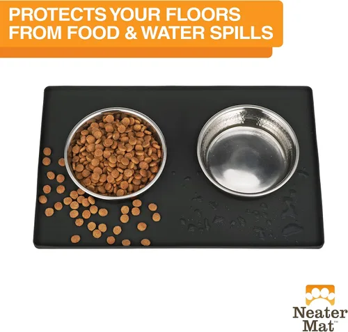 Miniatura 2 de Neater Pet Brands Neater Mat - Tapetes para mascotas para comida y agua, tapete para tazones de gatos y perros de silicona impermeable, bandeja