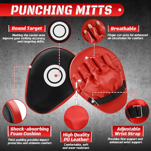 Miniatura 3 de Juego de guantes de boxeo 4 en 1 y guantes de boxeo para niños y niñas, guantes de boxeo para niños y niñas, almohadillas de enfoque con envolturas
