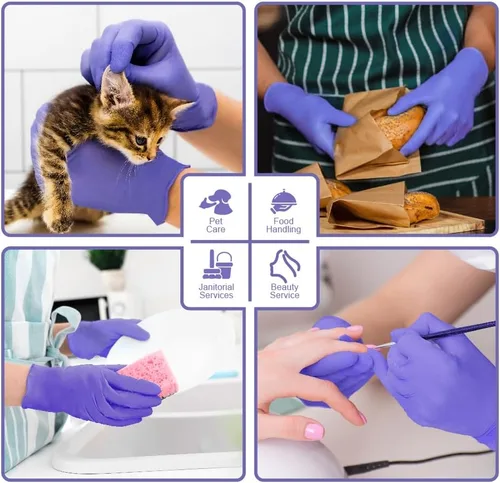 Miniatura 3 de Safe Health Nitrile Disposable Gloves, 3.5 Mil, Imperial Blue, Powder Free, Latex Free, Tattoo, Beauty, Salon, Car