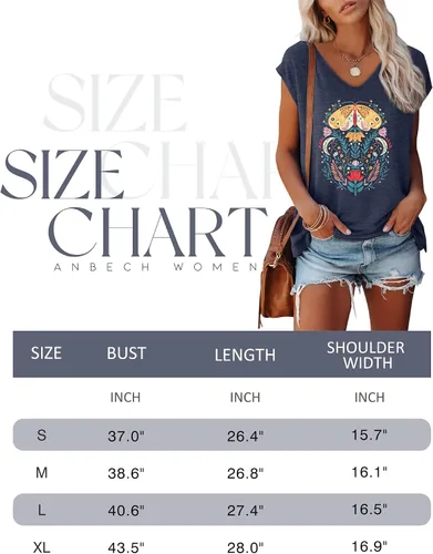 Miniatura 5 de Anbech Camisetas de manga casquillo para mujer, con cuello en V, estampado sólido, camisetas casuales