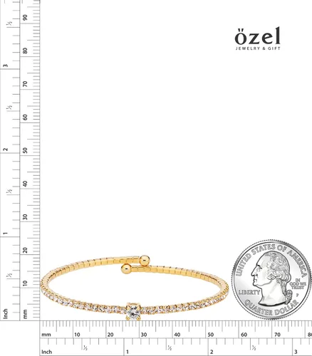 Miniatura 30 de OZEL - Pulseras para mujer, chapados en oro real de 18 quilates, pulseras de oro de cristal colorido para regalos