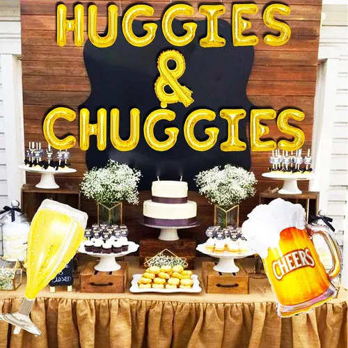 Miniatura 3 de JeVenis Huggies and Chuggies - Decoraciones de fiesta de Huggies and Chuggies, letrero de revelación de género, decoración de fiesta de pañal