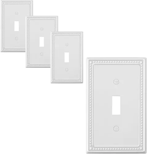 Miniatura 93 de Paquete de 4 placas de cubierta para interruptor de luz de palanca individual, cubiertas decorativas de perlas, placa de pared de metal almendra