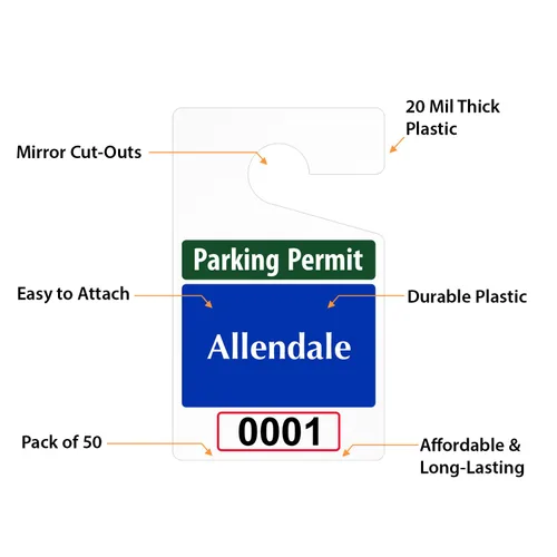 Miniatura 5 de SmartSign Paquete de 50 etiquetas colgantes personalizadas para permiso de estacionamiento con texto en inglés «Add Your Number» 3 x 5 pulgadas