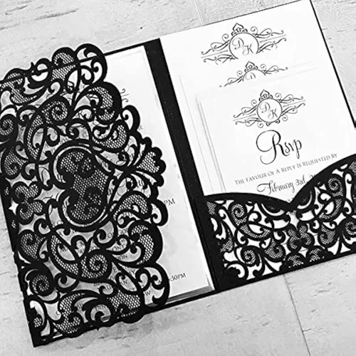 NC Cylallen - 50 juegos de chaqueta de tarjeta de invitación de invitación de boda para fiesta de cumpleaños, quinceañera, invitación de 4.92 x 7.28