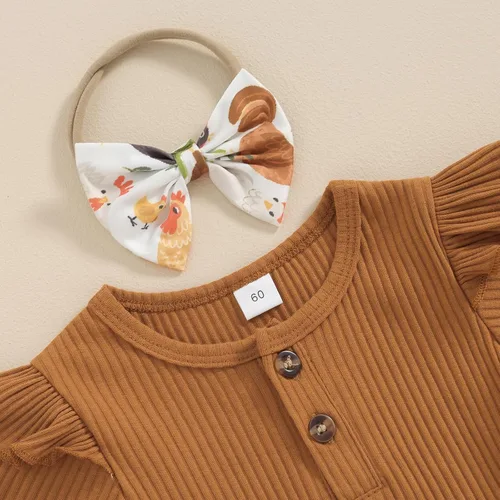Miniatura 47 de Sejardin Ropa de verano para bebé y niña, recién nacida, manga corta, con letras, mameluco elástico con diadema