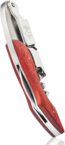 Miniatura 8 de Sacacorchos para abridor de vino – Llave profesional de doble bisagra para camareros con cortador de papel de aluminio y abridor de botellas