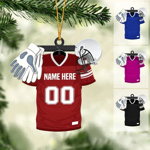 Miniatura 7 de Adorno de fútbol americano personalizado, nombre y número personalizados, adorno 2D de forma plana, regalo para jugadores de fútbol y amantes