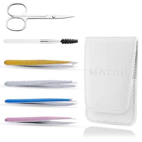 Miniatura 4 de Juego de 6 pinzas para cejas, kit profesional de pinzas de cejas de acero inoxidable para mujeres/hombres, juego de pinzas de gran precisión