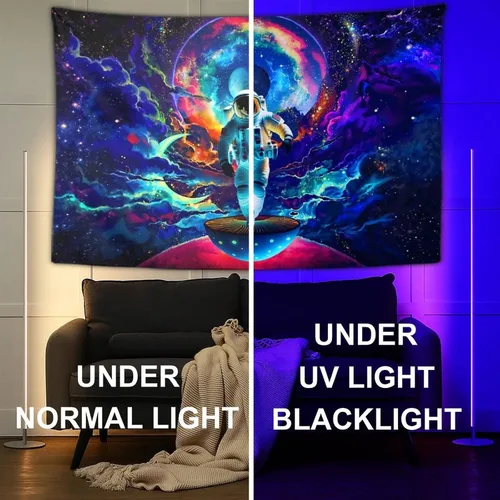 Miniatura 6 de JZDACH Tapiz de astronauta espacial, galaxia, universo, planeta, galaxia, reactivo a los rayos UV, planeta que brilla en la oscuridad, tapices