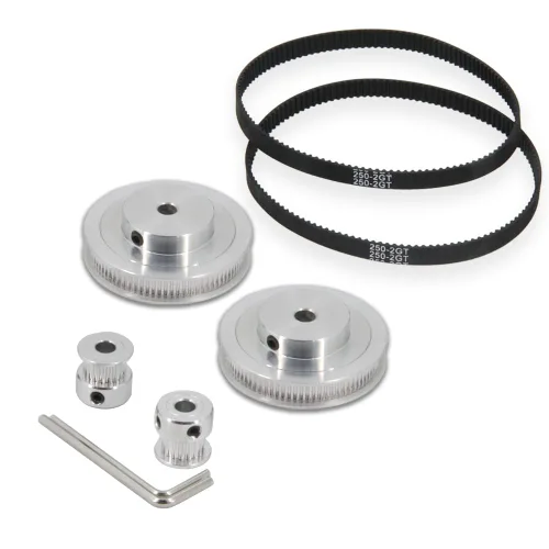 Miniatura 22 de Juego de 2 poleas de sincronización de aluminio GT2 de 20 y 30 dientes, 0.197 in de diámetro con 2 unidades de longitud de 7.874 in de ancho, correa