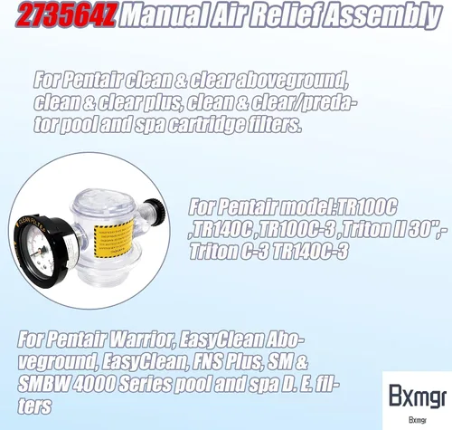 Miniatura 5 de 273564Z - Válvula manual de alivio de aire, 273564Z, compatible con Pentair para Triton II, Triton C, TR100C y TR140C, filtros de arena de spa