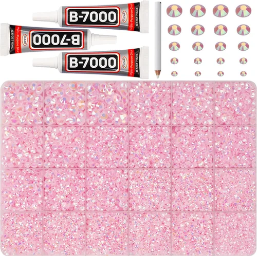 Miniatura 29 de Pegamento para Gemas b7000 con 7500 Piezas de Diamantes de Imitación Rojos para Manualidades, Ropa, Tela, Cristales de Parte Plana para Zapatos