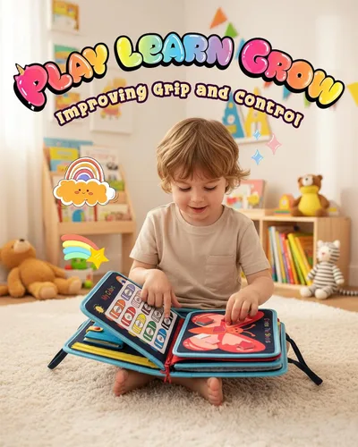 Miniatura 2 de Tablero de actividades para niños de 1 año, libro ocupado para niños de 1 a 3 años, juguetes Montessori para niños de 1 año, actividades sensoriales