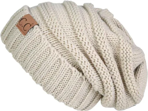 Miniatura 59 de Funky Junque Gorro de moda de punto trenzado de talla extragrande, grueso, abrigado, suave y holgado